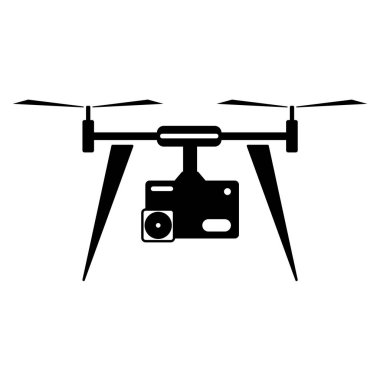 Grafik ve web tasarımı için beyaz arkaplan üzerindeki drone kuadcopter simgesi, Modern basit vektör işareti. Düz tasarım, 10 birim