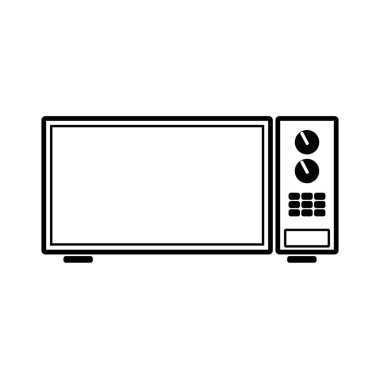 Beyaz zemin üzerinde izole edilmiş mikrodalga fırın ikonu. Ev aletleri simgesi.
