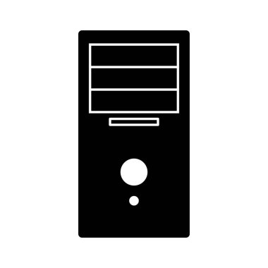 Beyaz arkaplanda izole edilmiş bir bilgisayar simgesinin sistem birimi. Eps 10