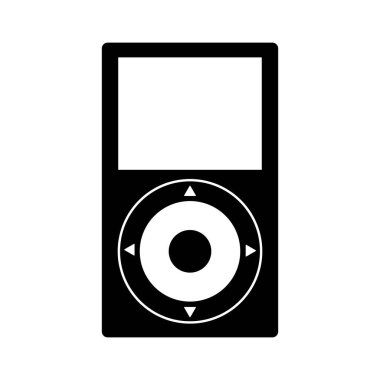 Taşınabilir siyah müzik çalar simgesi, düz stil.