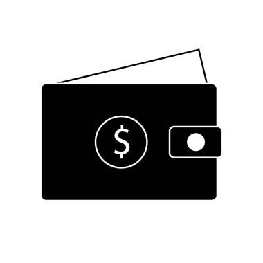 Siyah Para Cüzdanı Simgesi Düz Grafik Tasarımı