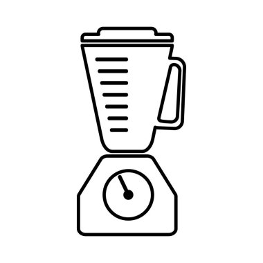 Düz çizgi blender ana hatları tek izole vektör simgesi. Beyaz arka planda mutfak aletleri ve elektronik çizimler