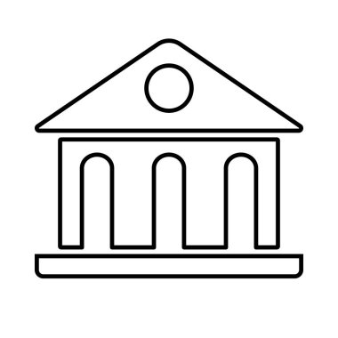 Beyaz arkaplanda izole edilmiş müze simgesi düz tasarımı, vektör çizimi