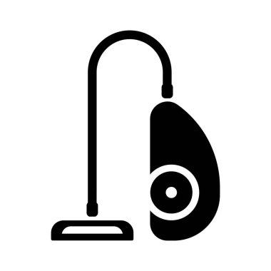 Siyah elektrikli süpürge ikonu. Moda modern düz doğrusal vektör