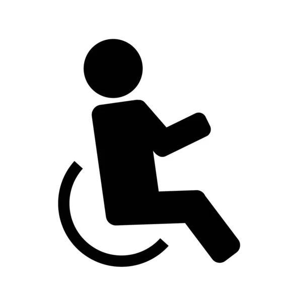 Man Wheelchair Vector Icon Handicapped Invalid People Sign — Stock Vector