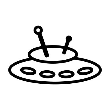 Beyaz arkaplanda siyah bir UFO silueti.