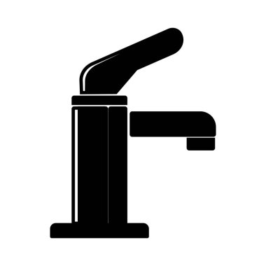 Siyah Musluk simgesi. Beyaz arkaplanda modern düz vektör musluk simgesi