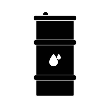 Siyah petrol varili ikonu. Web tasarımı için benzin varili vektör simgesinin düz çizimi