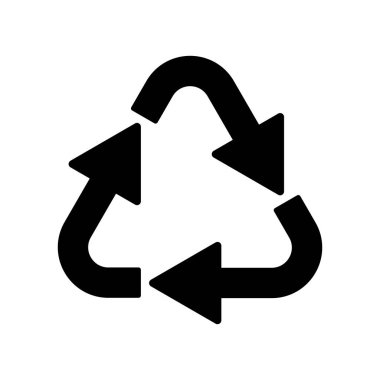 Siyah simge konseptini geri dönüştürme. Düz vektör sembolü, işareti, taslak çizimi geri dönüştürülüyor.