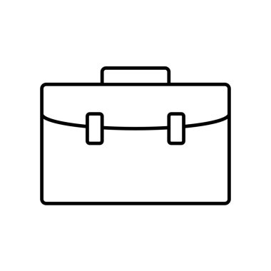 İş çantası simgesi beyaz, düz biçimli izole.