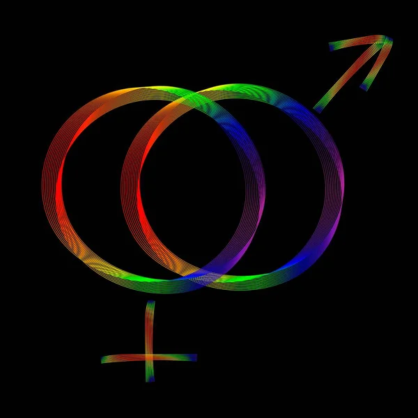 Heteroseksuele Outline Vector Icoon Symbool Logo Illustratie Dunne Lijn Golvend — Stockvector