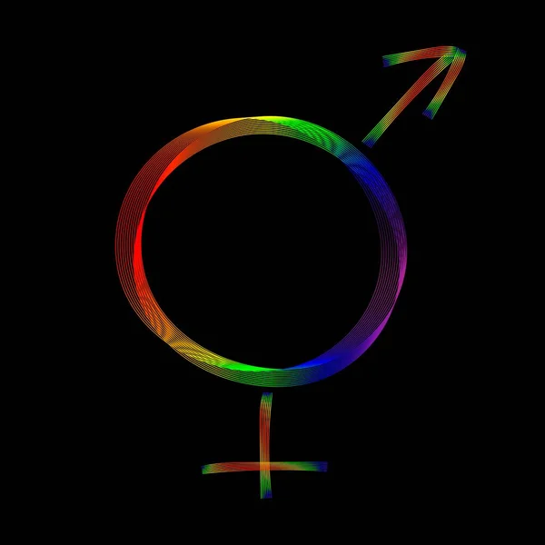 Biseksuele Outline Vector Icoon Symbool Logo Illustratie Dunne Lijn Golvend — Stockvector