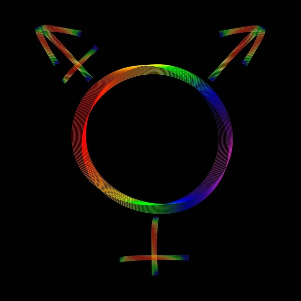 Transgender Outline Vector Icoon Symbool Logo Illustratie Dunne Lijn Golvend — Stockvector