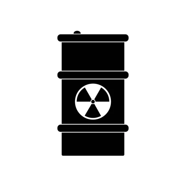 Barrel Icon Radioactive Symbol Filled Silhouette Isolated White Background Flat — Stock Vector