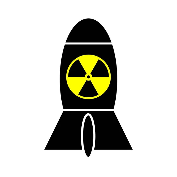 Atomic Rocket Flying Nuclear Missile Weapons Radioactive Bomb Military Concept — Vector de stock