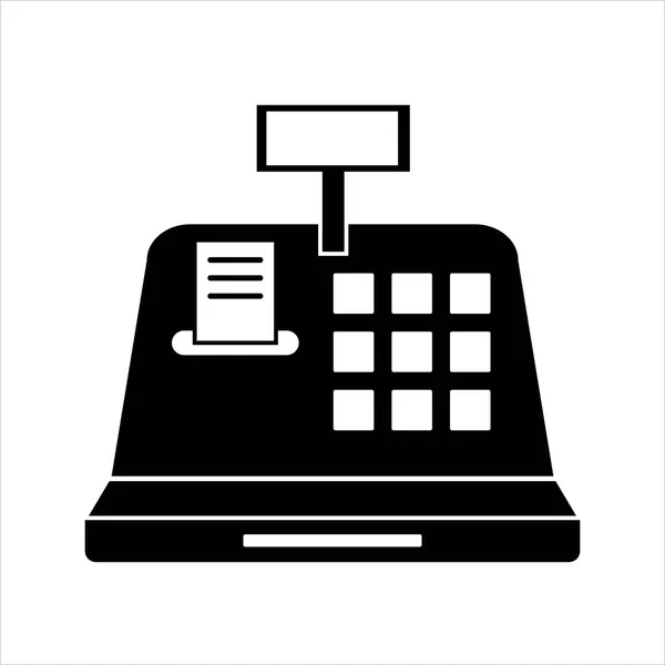 Black Cash Register Flat Icon Isolated White Background — Stock Vector
