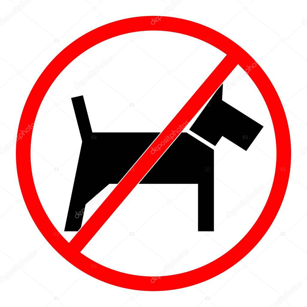 Do not enter with dogs symbol. Animal prohibition sign. No dogs allowed.
