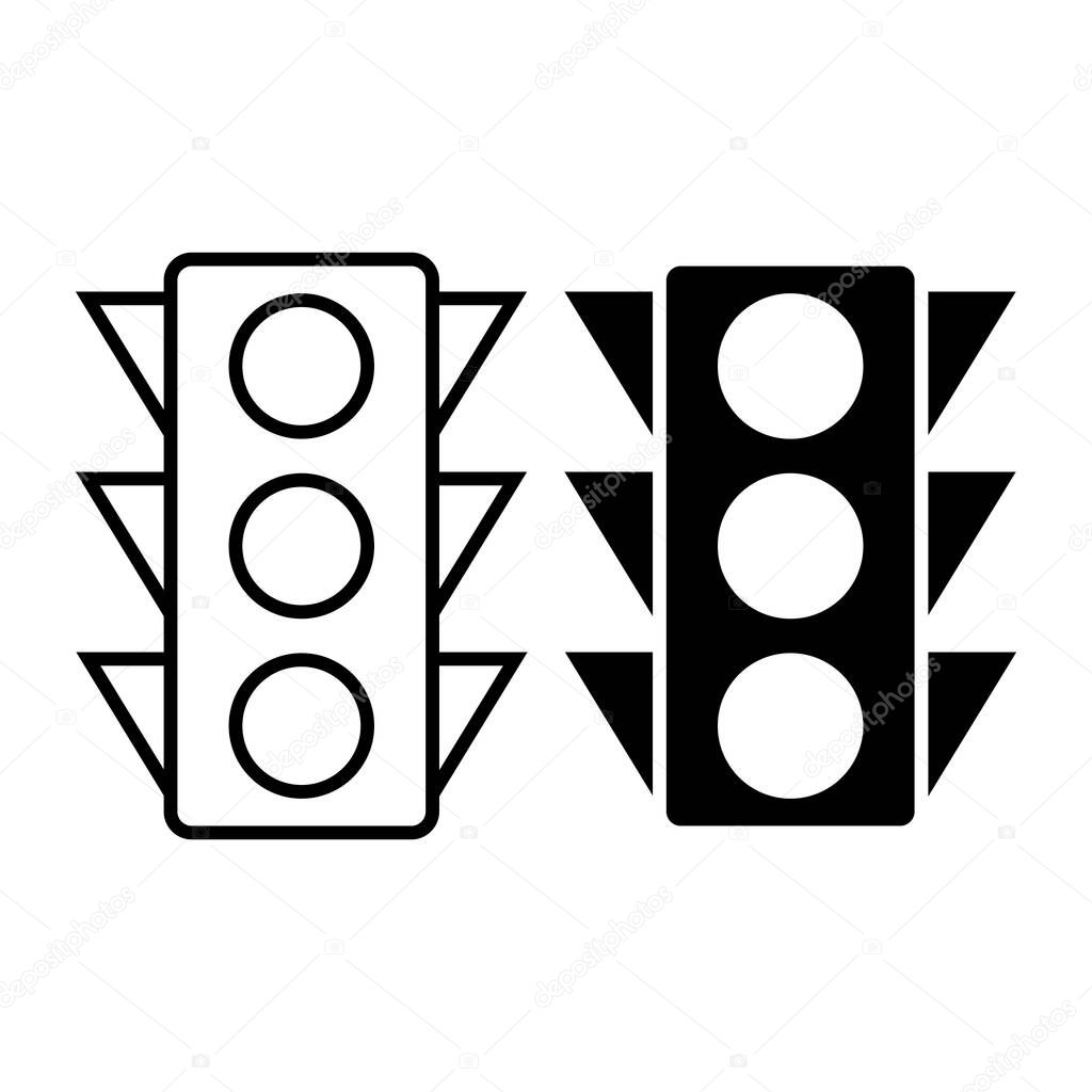 Led Modern Street Traffic Lights Icon,Black and white sign