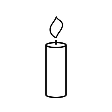 Yanan mum yassı ikonu. Mum ışığı vektör çizimi beyaza izole edildi.
