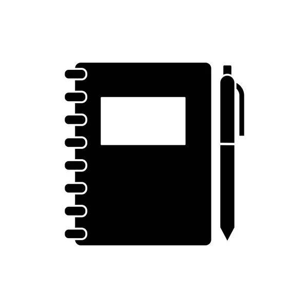 Σημειωματάριο Μαύρο Εικονίδιο Στυλό Έννοια Εικονογράφηση Διάνυσμα Επίπεδη Σύμβολο — Διανυσματικό Αρχείο
