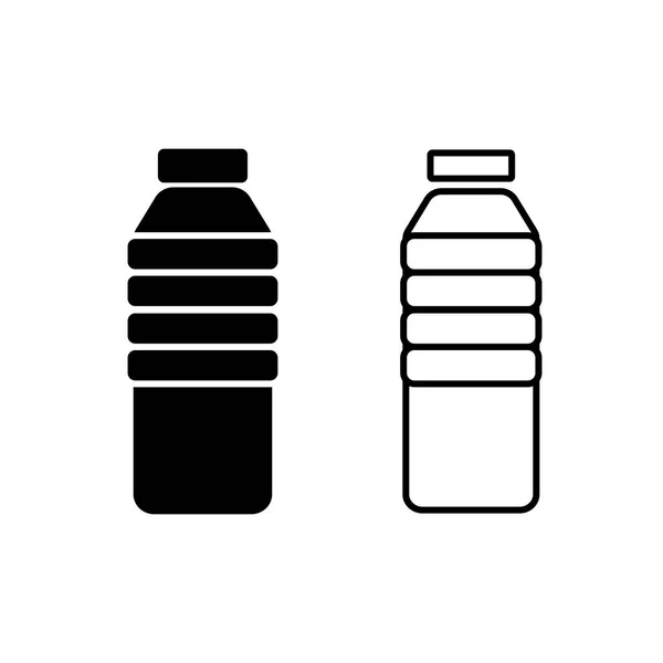 塑料瓶黑色图标集 矢量扁平符号图解 — 图库矢量图片