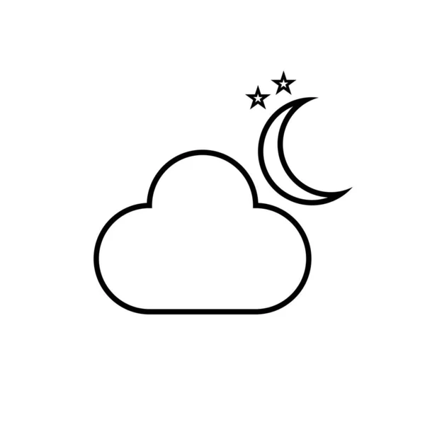 Значок Ночной Тучи Луна Символом Погоды Облаков Простой Плоской Конструкции — стоковый вектор