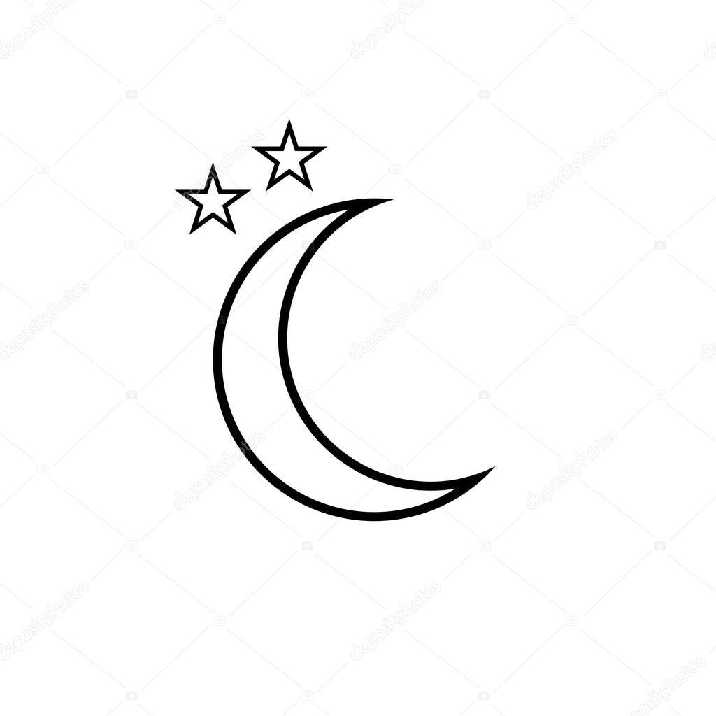 Moon icon. Clear night symbol in simple flat design. Weather forecast sign.
