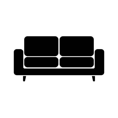 Beyaz arkaplanda izole edilmiş kanepe simgesi. Oturma odası için kanepe. Vektör illüstrasyonu.