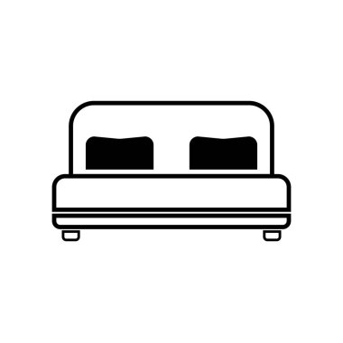 Çift yatak ikonu konsepti. Çift yatak düz vektör sembolü