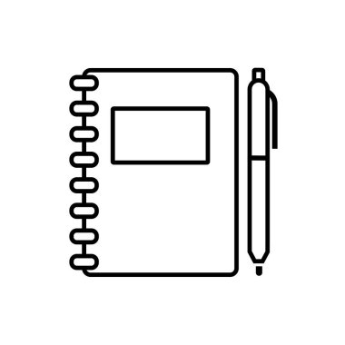 Kalem Siyah Simgesi, İllüzyon, Vektör Düz Tasarımı olan Not Defteri