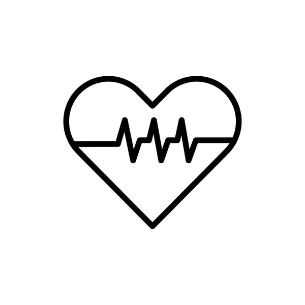 Heart Beat Black Vector Icon — Stock Vector