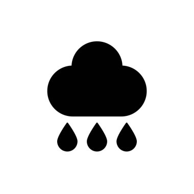 Yağmur. Beyaz arkaplanda tek siyah simge. Vektör illüstrasyonu. Düz tasarım