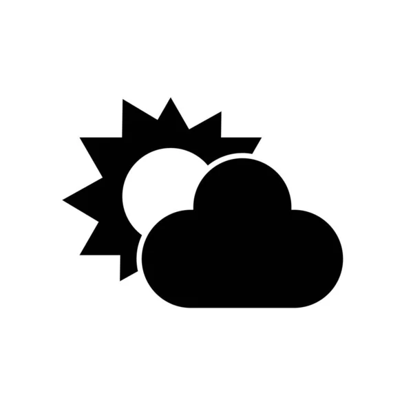Sol Con Nubes Icono Estilo Negro Diseño Plano — Vector de stock
