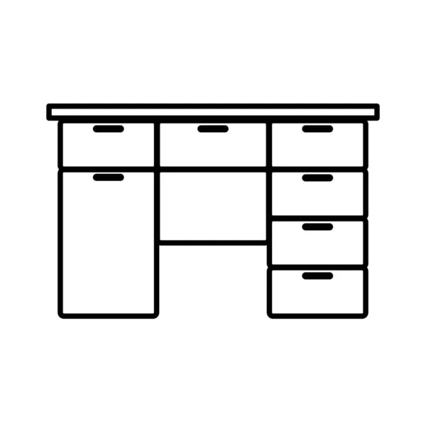 Mesa Oficina Lujo Diseño Línea Plana — Vector de stock