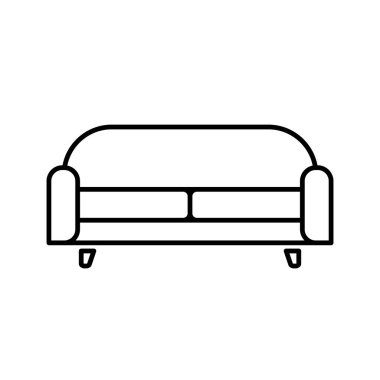 Beyaz arkaplanda izole edilmiş kanepe simgesi. Oturma odası için kanepe. Düz çizgi tasarımı