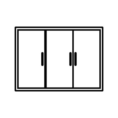 Dolap, gardırop, mobilya düz çizgi ikonu. Düz tasarım