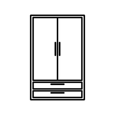 Dolap, gardırop, mobilya düz tasarım ikonu. Düz tasarım.