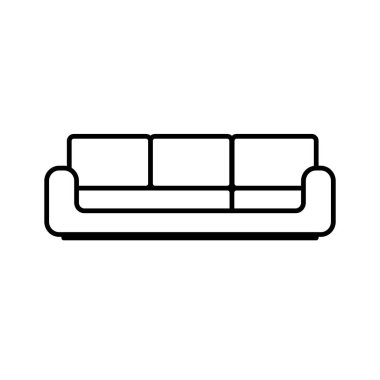 Beyaz arkaplanda izole edilmiş kanepe simgesi. Oturma odası koltuğu. Düz çizgi tasarımı.