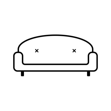 Retro Sofa simgesi beyaz arkaplanda izole edildi. Oturma odası için kanepe. Düz çizgi tasarımı