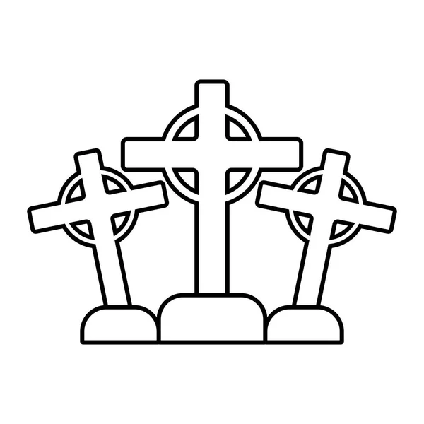 Three Crosses White Background Vector Illustration Flat Design — Stock Vector