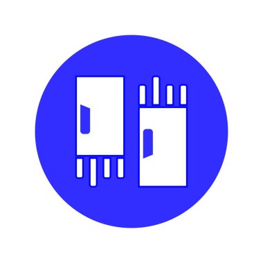 Güvenlik eldivenleri düz çizgi ikonu. Koruyucu iş kıyafetleri tabelası. Koruma ekipmanları mağazası için ince doğrusal logo. Düz tasarım