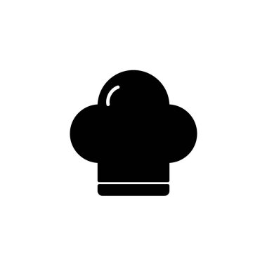 Siyah yemek ikonu, şefin şapkasının düz çizgili hali.