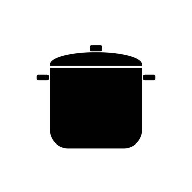 Siyah Buhar Tenceresi Simgesi Düz Grafik Tasarımı