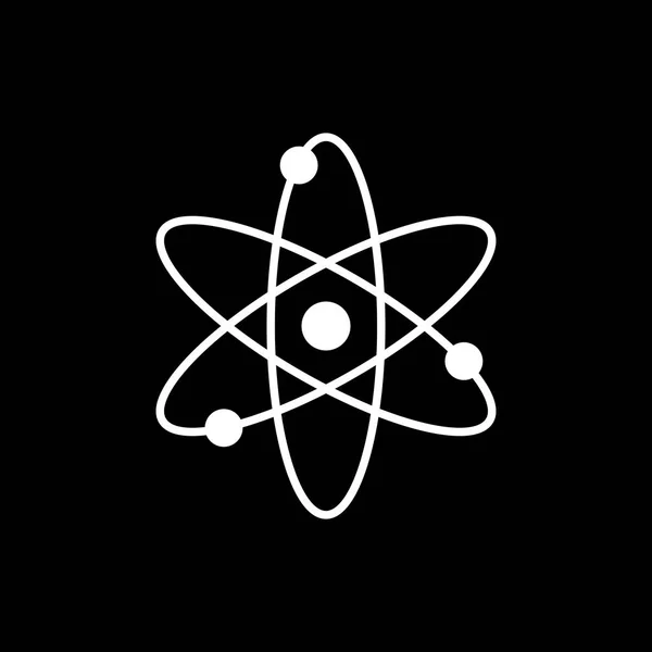 Atom Icon Isolated Black Background Symbol Science Education Nuclear Physics — Stock Vector
