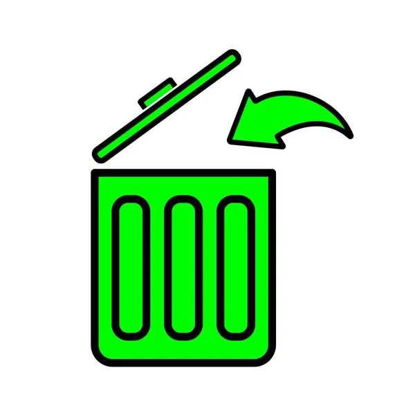 Groene Prullenbak Prullenbak Symbool Pictogram — Stockvector