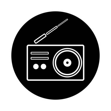 Radyo sembolü. Düz kabarcık tasarımının vektör illüstrasyonu