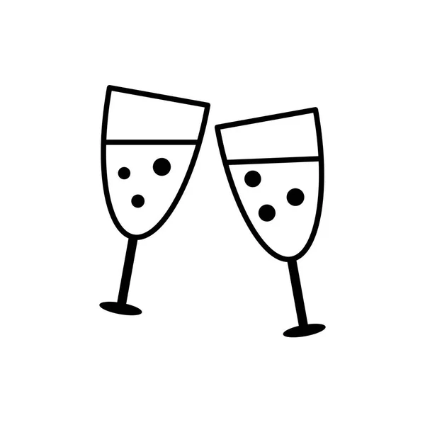 Икона Бокалов Бокалов Шампанского Празднование Праздники Векторный Дизайн Белом Фоне — стоковый вектор