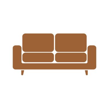 Kahverengi kanepe simgesi beyaz arkaplanda izole edildi. Oturma odası için kanepe. Vektör illüstrasyonu.