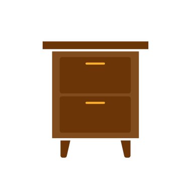 Düz dizaynlı kahverengi başucu masa simgesi. Vektör illüstrasyonu.