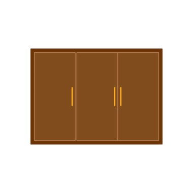 Kahverengi dolap, gardırop, mobilya düz çizgi simgesi.